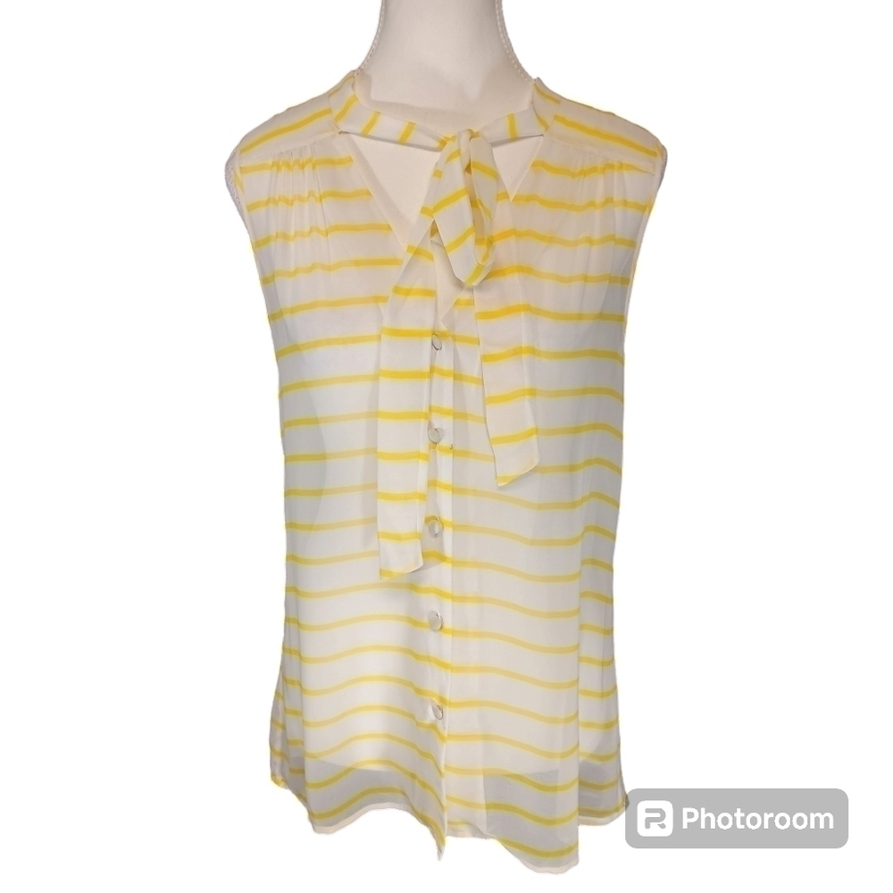 Banana Republic Sleeveless Button Down Casual Dress Shirt Women's M Striped